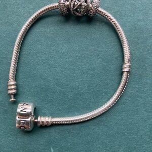 Pandora Silver Clasp Bracelet with Charms